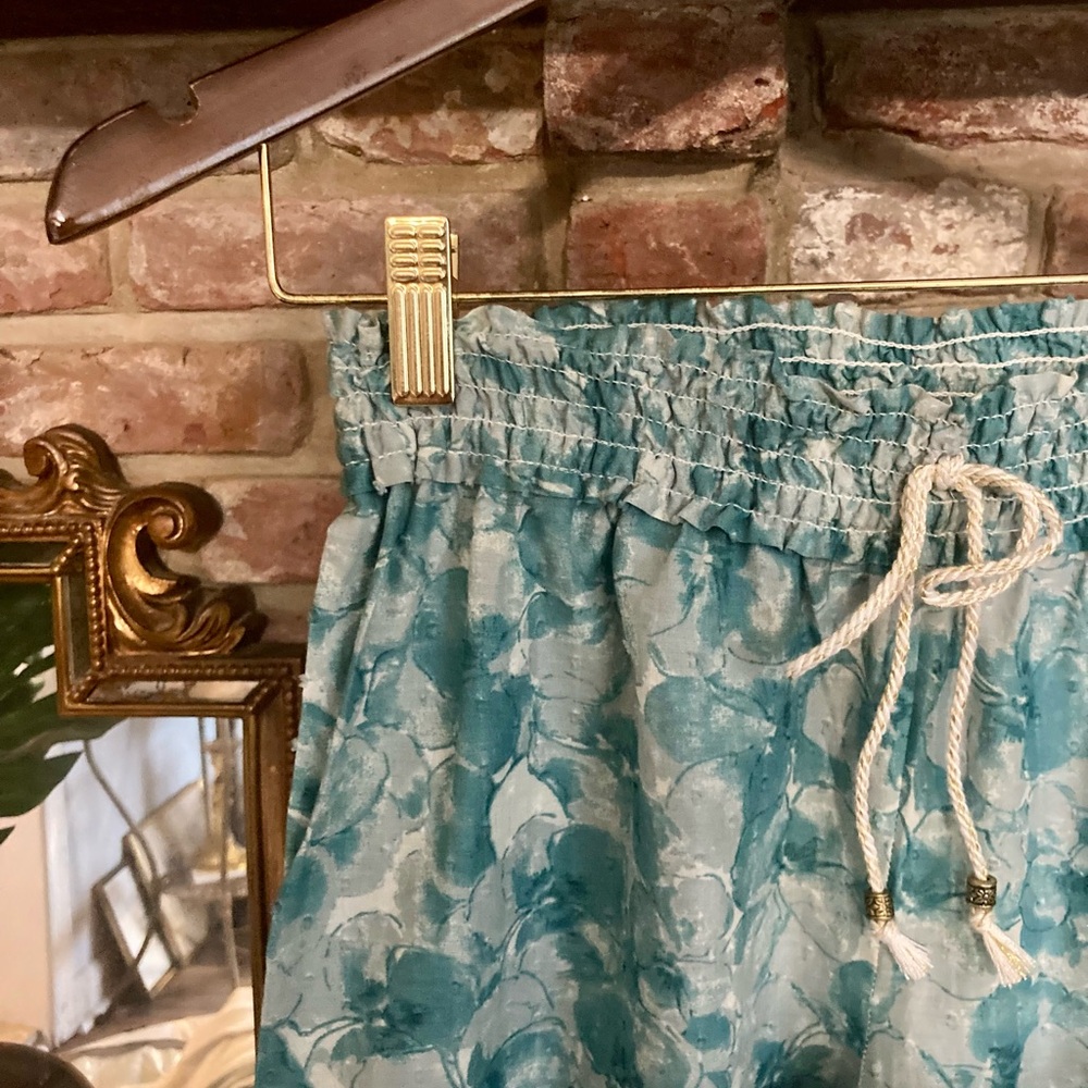 E by Eloise | Anthropologie Smocked Waist Palazzo Lounge Cottagecore Resort Pant - Picture 3 of 9